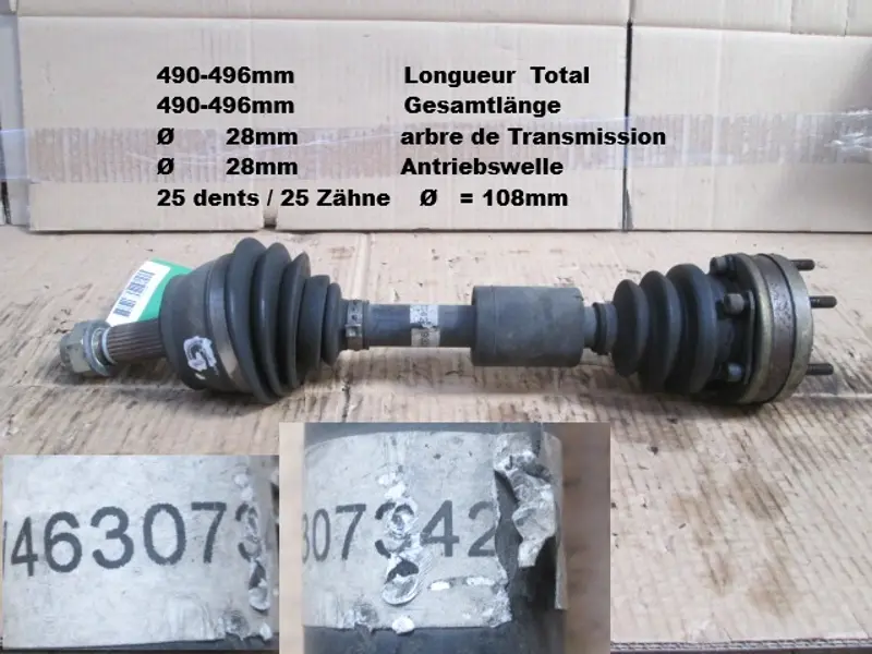 Arbre de transmission avant gauche